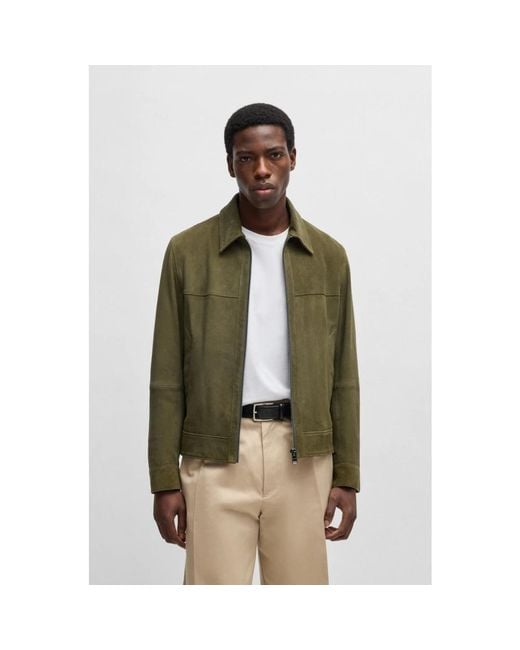 Leather Jackets Boss de hombre de color Green
