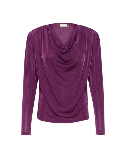 Kaffe Overhemden ,Paars ,Elegante Gedrapeerde Jersey Blouse Gloxinia in het Purple