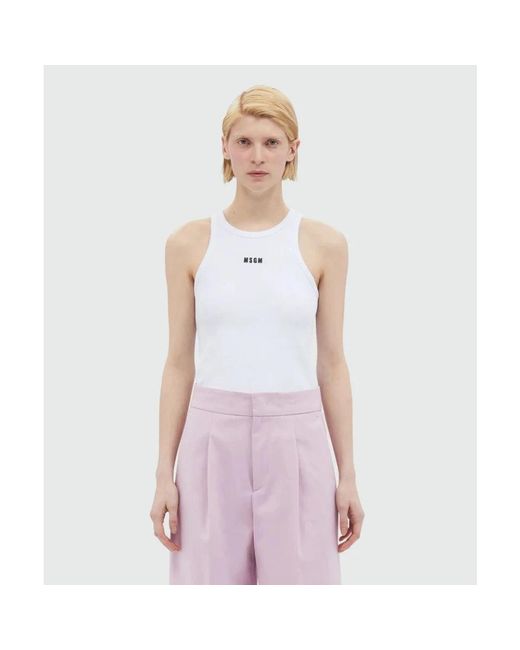 MSGM White Sleeveless Tops