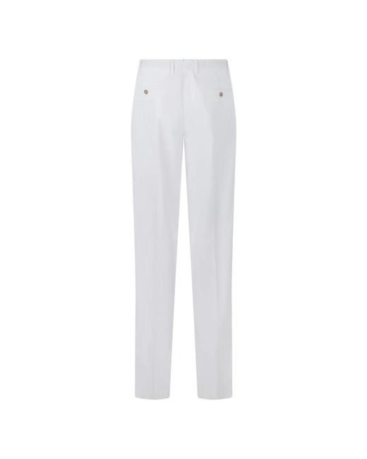 Fedeli White Straight Trousers for men