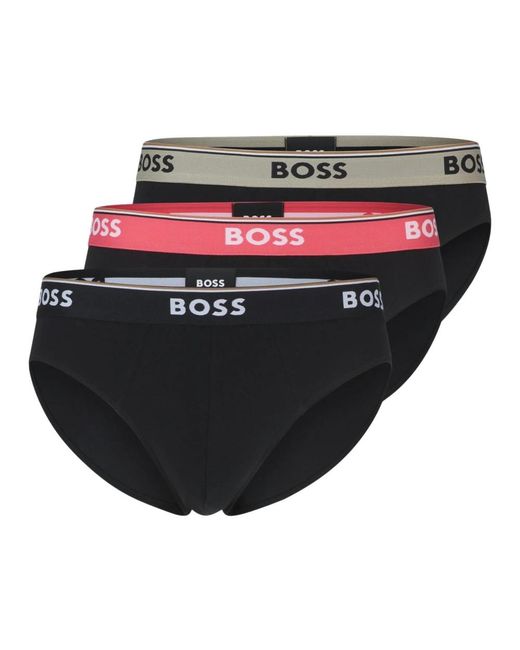 Boss 3er-pack baumwoll-slips mit logo-bund in Black für Herren
