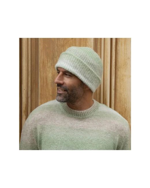 Altea Accessoires ,Veelkleurig ,Zachte Geribbelde Groene En Alpaca Muts in het Green