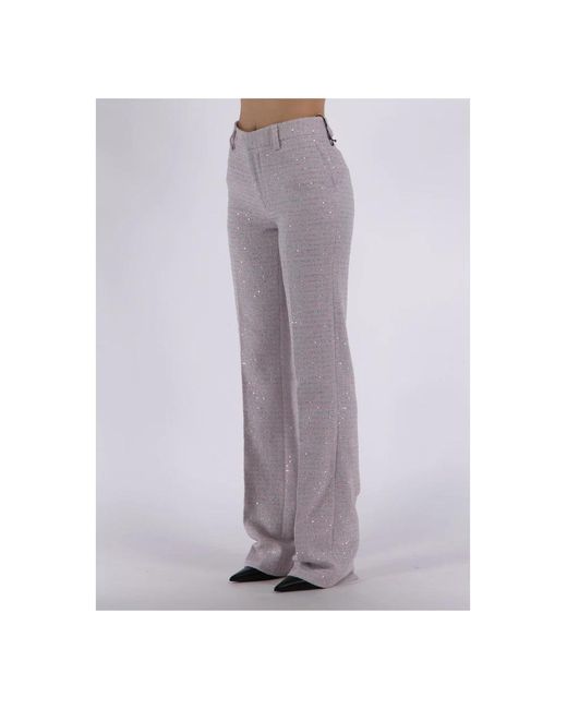 Alessandra Rich Gray Straight Trousers