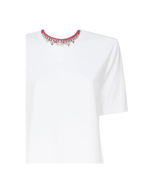 Mariuccia Milano White Weiße baumwoll-t-shirt mit halskette