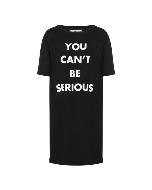 Moschino Black Schwarze kleider mit you can't be serious print