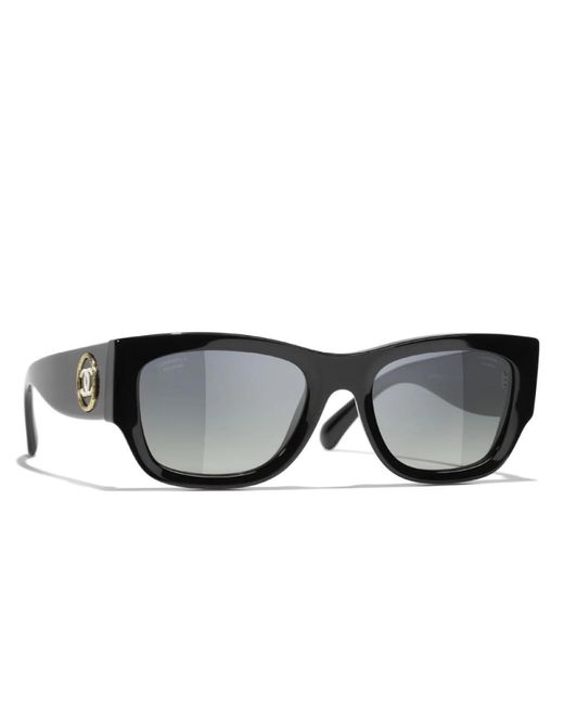 Chanel Black Ikonoische sonnenbrille mit einheitlichen gläsern