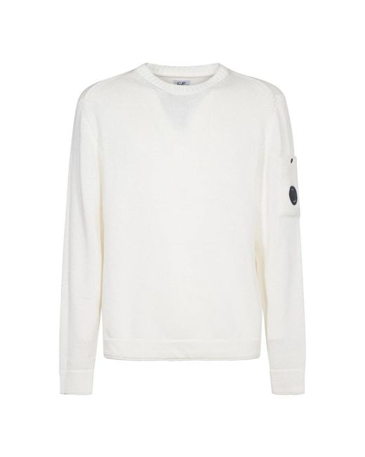 Round-Neck Knitwear di C P Company in White da Uomo