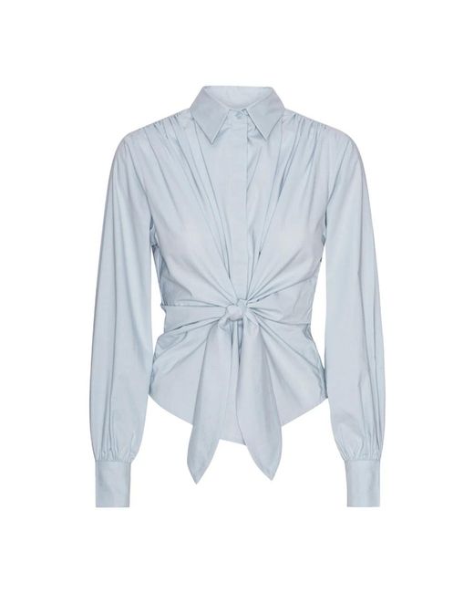 Karmamia Blue Pulverblaue Bluse Mit Knotendetail