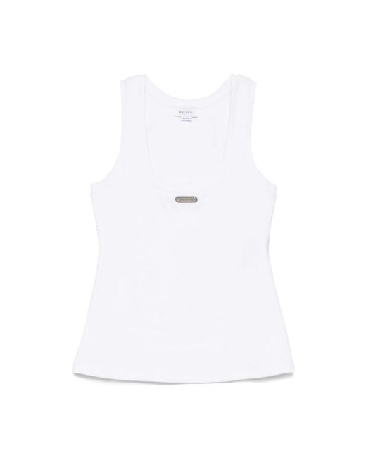 McQueen White Sleeveless Tops