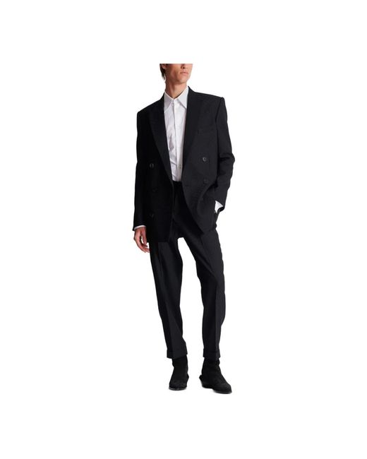 Balmain Monogram Jacquard Blazer in het Blue voor heren