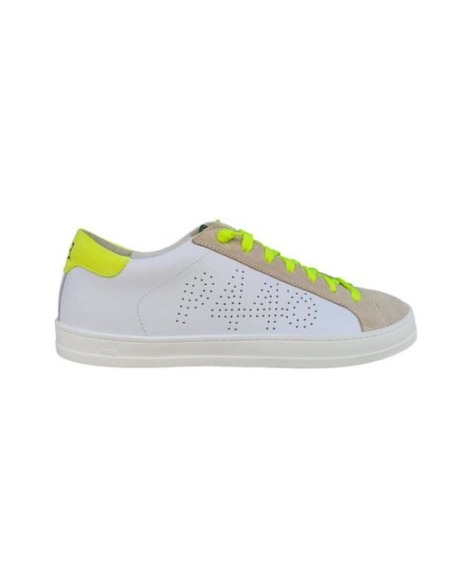 P448 Schoenen ,Wit ,Witte Sneaker Jack Met Gele Hiel in het Green voor heren