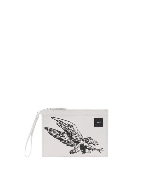 Lanvin Weiße Leder Herren Pouch Geldbörse in White für Herren