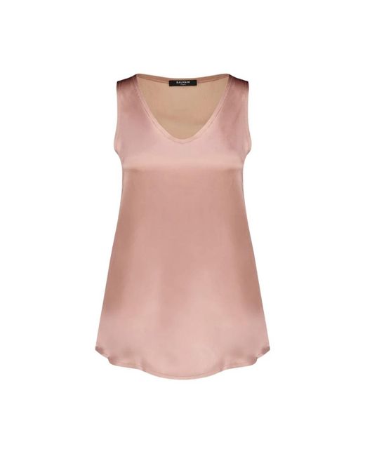Balmain Pink Sleeveless Tops