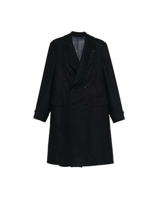 Lardini Black Double-Breasted Coats for men