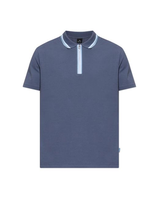 Paul Smith Quarter Zip Poloshirt in het Blue voor heren