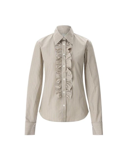 AMI Overhemden ,Katoen Long Sleeve Ruffled Adjusted Shirt in het Gray