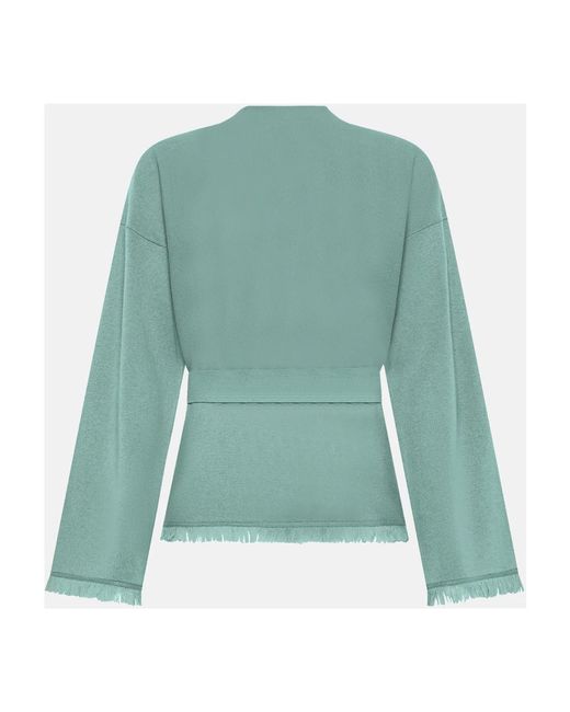 Sun 68 Truien & Vesten ,Groen ,Wol Long Cardigan Fringes/S in het Green