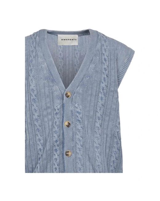 Amaranto V-Hals Sweaters Met Knoopsluiting in het Blue voor heren