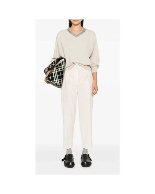 Brunello Cucinelli White Tapered Trousers