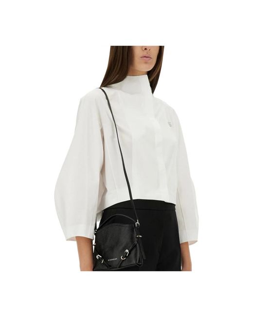 Givenchy Overhemden ,Wit ,High Neck Cropped Poplin Shirt in het White