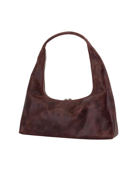 MARGE SHERWOOD Purple Braune Leder-Schultertasche