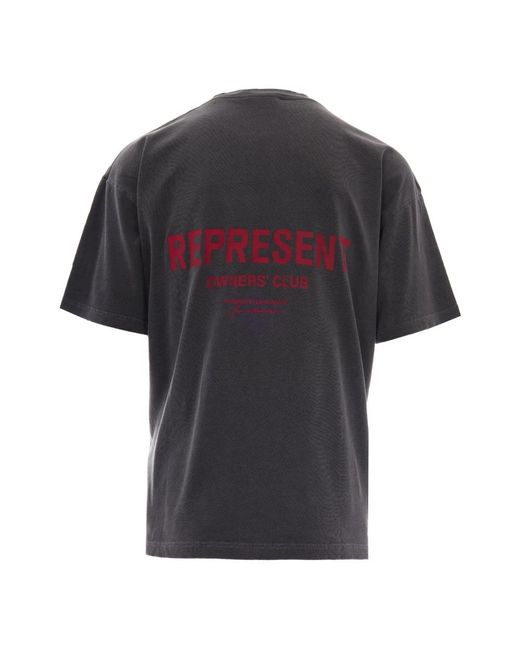 Represent T-Shirt Met Geribde Kraag in het Black voor heren