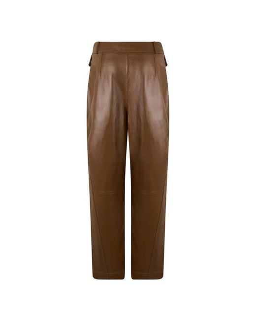 Alberta Ferretti Brown Leather Trousers
