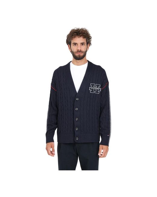 Tommy Hilfiger Truien & Vesten ,Blauw ,Katoen V-Hals Cardigan in het Blue voor heren