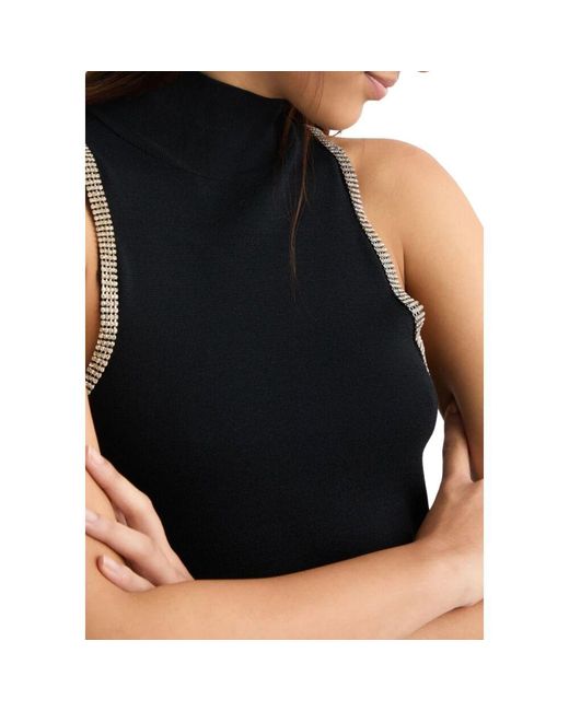 Liu Jo Black Verzierter Strickpullover Mit Hohem Kragen