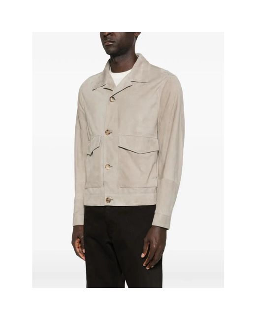 Brunello Cucinelli Suede Jacket in het Natural voor heren