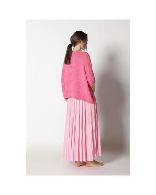 SMINFINITY Pink Loose knit cape jumper