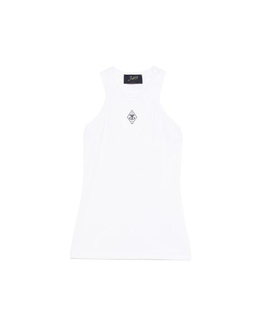 Seafarer White Sleeveless Tops