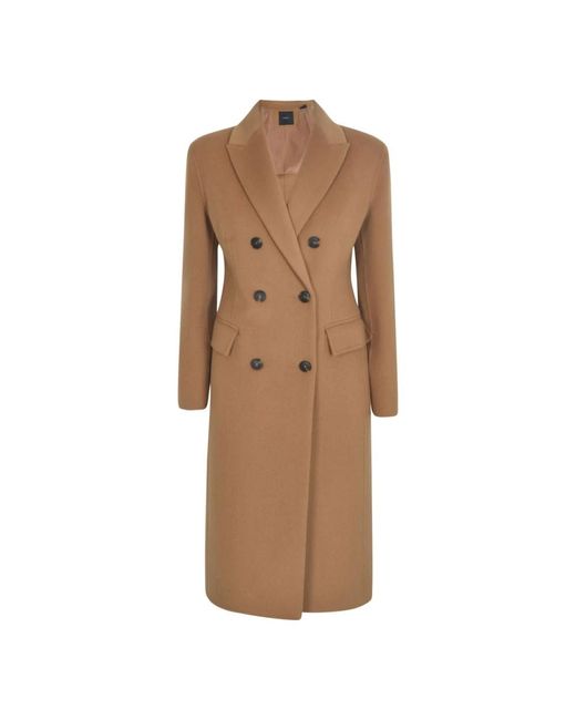Pinko Brown Double-Breasted Coats