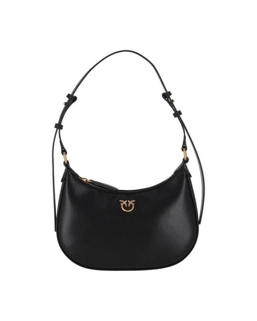Pinko Black Schwarze leder reißverschlusstasche