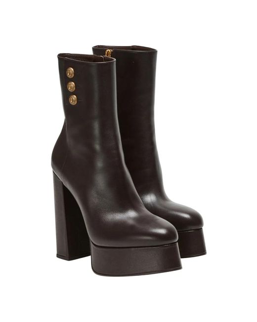 Balmain Brown Brune Platform Ankle Boot