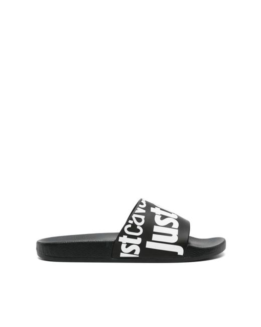 Just Cavalli Schwarze pool slide sandalen in Black für Herren