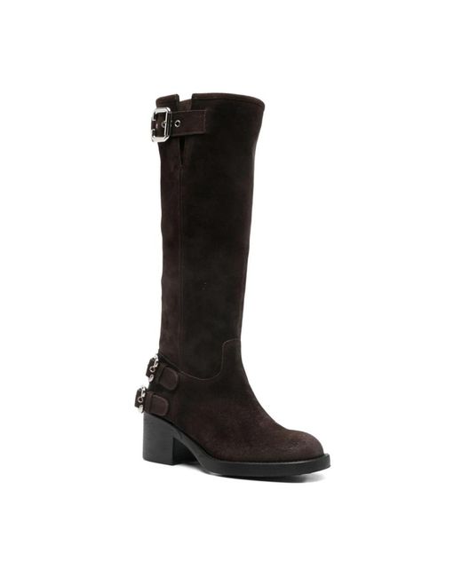 Chloé Black Braune Stiefel Mit Schnallen
