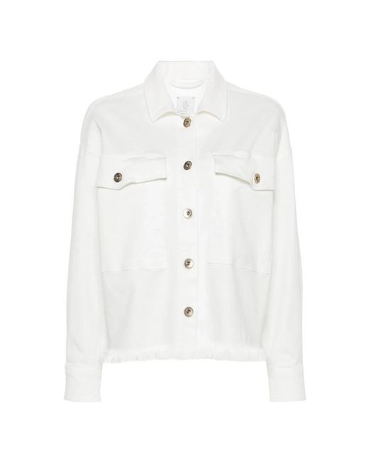 Eleventy White Denim Jackets