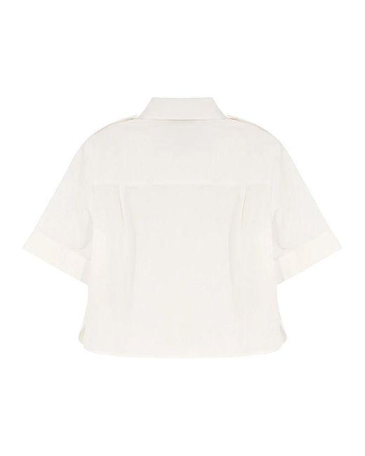Tory Burch White Weiße Bluse Mit Goldenen Akzenten