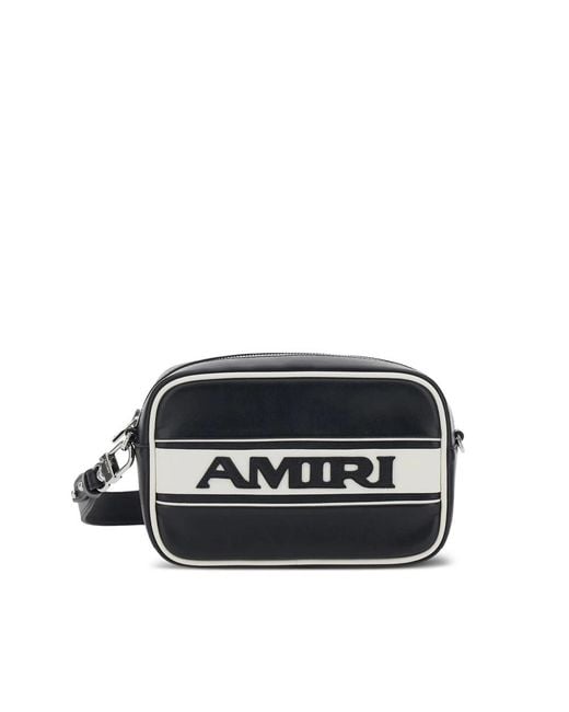 Amiri Black Striped Logo Shoulder Bag for men