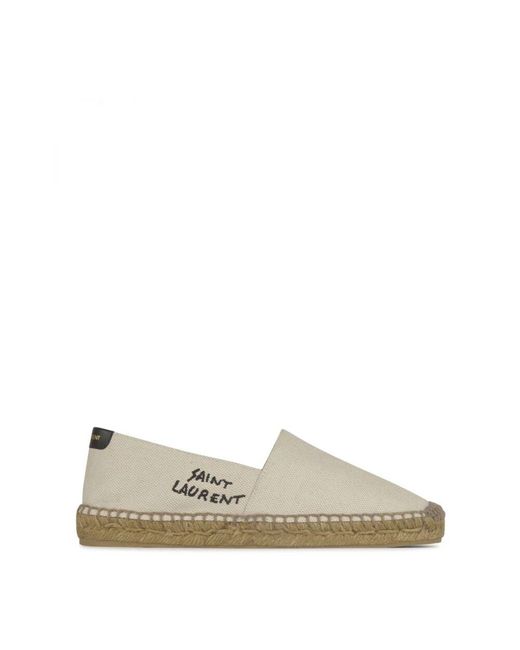 Saint Laurent Natural Espadrilles aus canvas, leder und gummi zum hineinschlüpfen