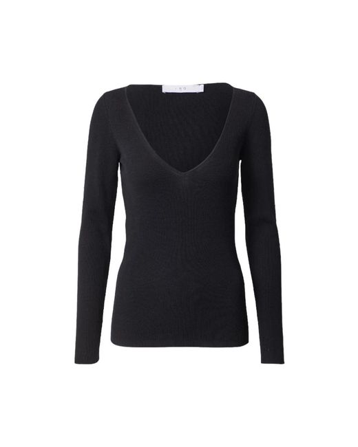 IRO Truien & Vesten ,Zwart ,V-Hals Geribbelde Trui in het Black