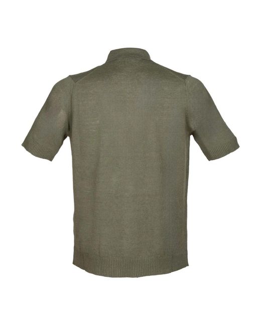 Alpha Studio Olivengrünes leinen baumwoll polo shirt in Green für Herren