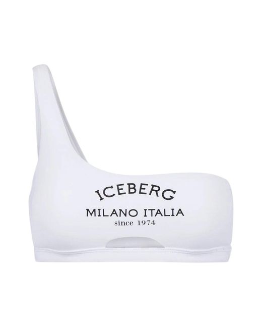 Iceberg White Ein-schulter-logo-badeoberteil