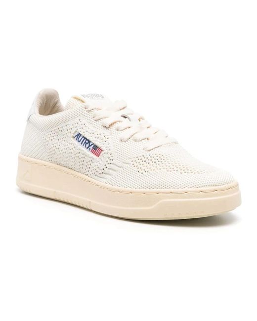 Autry White Niedrige Gestrickte Sneakers