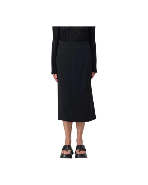 Max Mara Black Structured Midi Skirt