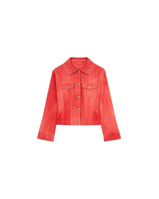 Ermanno Scervino Jassen ,Rood ,Denim Viscose Jas in het Red