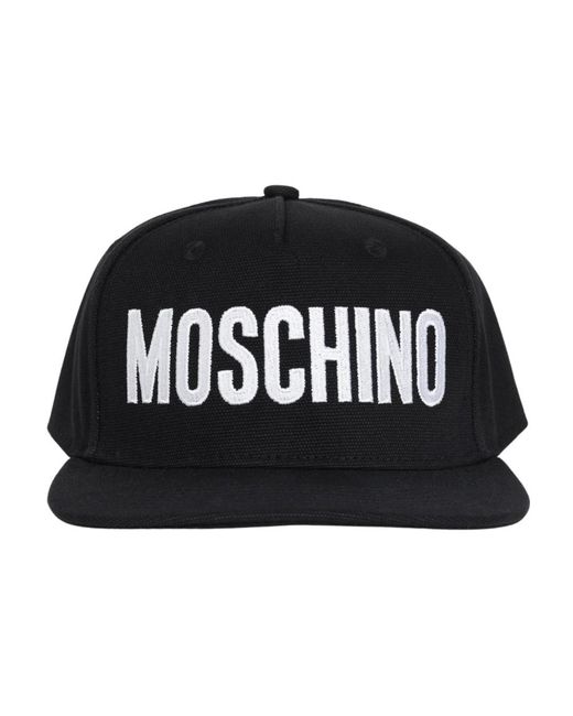 Cappello in tela di cotone con logo di Moschino in Black da Uomo