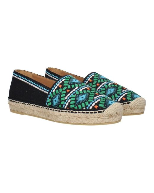 Prada Zwarte Stoffen Espadrilles Met Print in het Blue