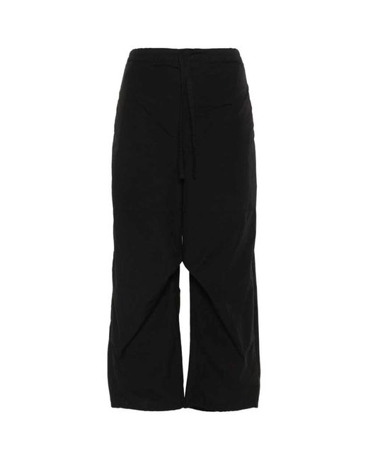 Pantaloni neri in cotone con coulisse di Lemaire in Black